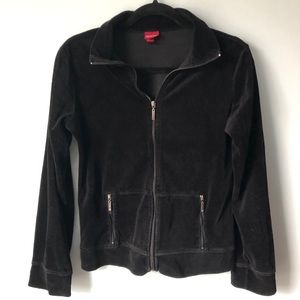 Merona Black Velour Full Zip Jacket Size Small